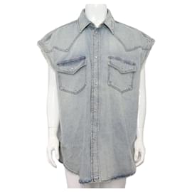 Balenciaga Giacca di jeans senza maniche con scollo basso da uomo