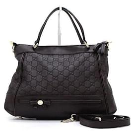 Borsa Tote e a tracolla in pelle marrone con logo GG intrecciato - Gucci