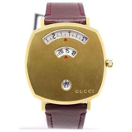 Gucci GRIP Gold Quartz Unisex-Uhr mit Lederarmband