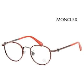 Montatura Occhiali Moncler Rosso Argento Metallo di Lusso Rotonda Moda