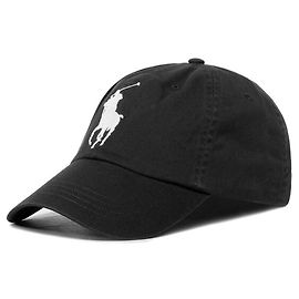 Ralph Lauren Bestickte Kappe Big Pony Logo Schwarz