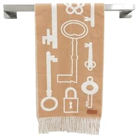 Neues Produkt Casac Porte Clef Kaschmirschal Camel Blanc - Hermès