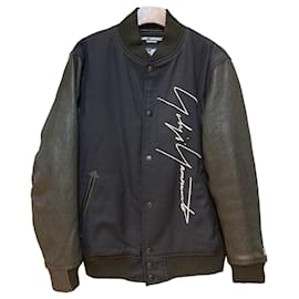 Yohji Yamamoto Yoji Yamamoto New Era Leder Stadium Jacke Navy Black