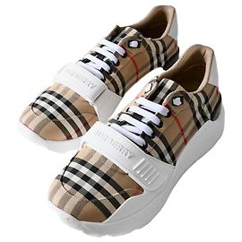 Burberry Sneakers Vintage in Camoscio e Pelle a Quadretti