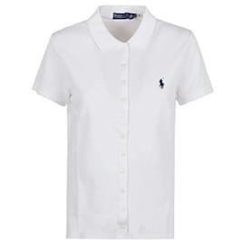 Ralph Lauren Besticktes Button T-Shirt Weiß