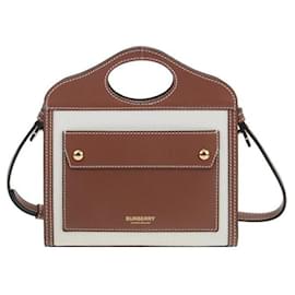 Zweifarbige Mini-Tasche aus Canvas und Leder stamp: - Burberry
