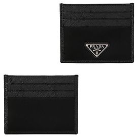 Prada Triangle Logo Nylon Saffiano Card Holder