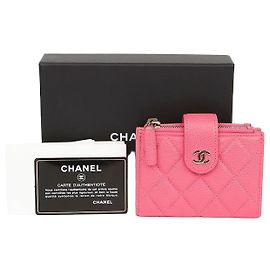 Chanel Classic Double Zip Kartenetui aus Kaviar-Leder