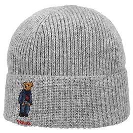 Ralph Lauren Bear Strickbeanie aus Denim in Uni-Farbe