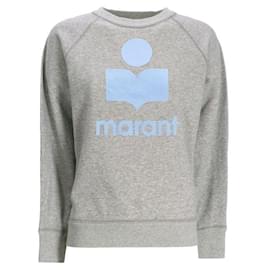 MILLYNY Samt-Sweatshirt mit Logo Gray Ice Blue GYIB - Isabel Marant