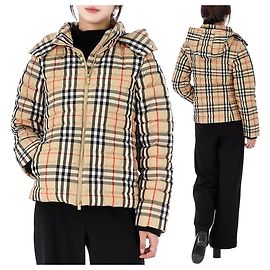 Burberry Kapuzen-Daunenjacke mit Hahnentritt-Muster Erwachsene Größe