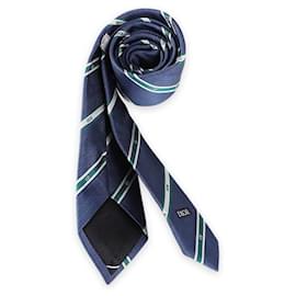 Cravatta in seta a righe Club da uomo (Blue/Green) - Dior