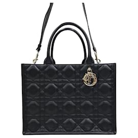 Borsa Book Tote Medium in pelle nera Cannage - Dior