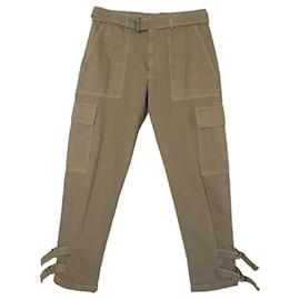 Dries Van Noten Cargo-Hose aus garngefärbter Baumwolle Belt Sand