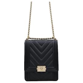 Chanel Borsa Satchel Boy Chevron Black Gold Series