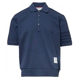 Thom Browne Polo in jersey tinto in capo