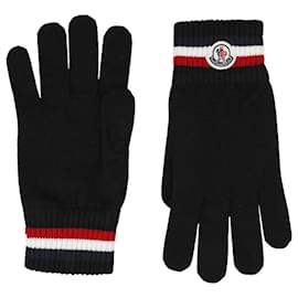 Luvas de Lã com Banda de Três Listras Preto - Moncler