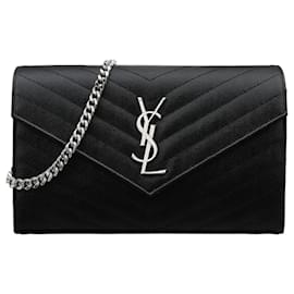 Saint Laurent Borsa a tracolla Monogram Chain Silver Black