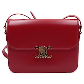 Borsa a spalla e borsa a tracolla Triomphe in pelle di vitello lucida rossa - Céline