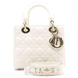 Sac Tote Lady Dior My ABC en cuir Cannage blanc avec accents dorés