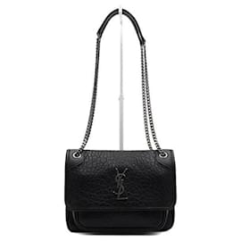 Saint Laurent Borsa a tracolla e crossbody Baby Niki in pelle d'agnello grana grossa con catena argentata