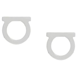 Salvatore Ferragamo Pendientes Logo Gancini Silver