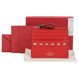 Tarjetero Valentino Rockstud Rojo de Piel