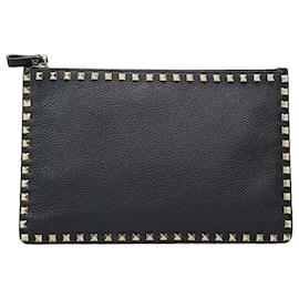 Clutch Rockstud Valentino in pelle nera