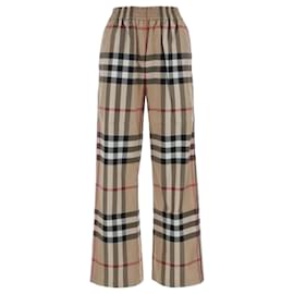 pantalones de sarga de algodón a cuadros - Burberry