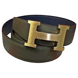 Cintura reversibile Classic Khaki Navy Oro Opaco - Hermès