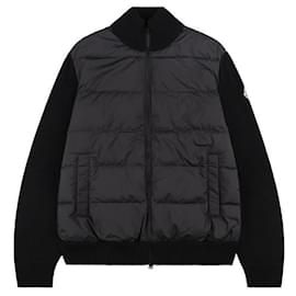 Moncler gesteppter Wollcardigan mit Reißverschluss