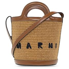 Borsa Tote in pelle e rafia - Marni
