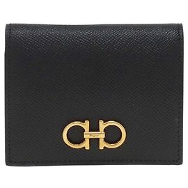 Salvatore Ferragamo Gold Double Gancini Kompakt-Portemonnaie
