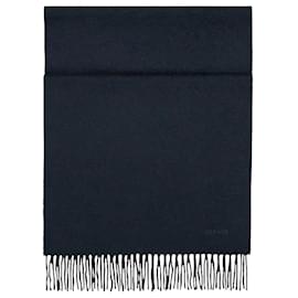 Sciarpa in cashmere blu navy con logo ricamato stamp: - Hermès