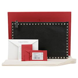 Valentino Rockstud Clutch Rot Leder