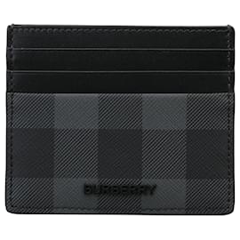 Portacarte Check con logo in metallo Charcoal - Burberry