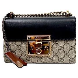 Gucci Borsa a tracolla Black GG Supreme con catena e lucchetto
