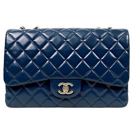 Chanel Classic One Flap Bag Large Navy