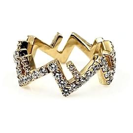 Fendi Logo Cubic Ring Gold