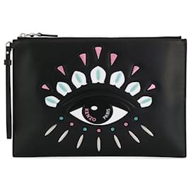 Clutch Genzō Big Eye ricamata rossa e nera - Kenzo