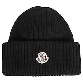 Moncler Beanie Schwarz aus Stoff