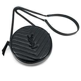Saint Laurent Borsa crossbody Tambourine in pelle nera monogram