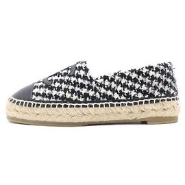 Chanel Sneakers Espadrilles in Tweed con Logo CC Nero da Donna