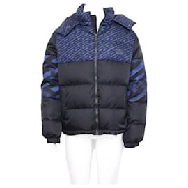 Greca Print Goose Down Men's Hooded Padd Jacket - Versace