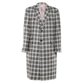 Abrigo oversized de lana con cuadros tartan - Thom Browne