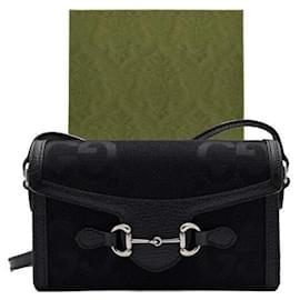 Mini bolso bandolera Horsebit de lona GG negra - Gucci
