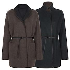 Loro Piana Giacca in cashmere reversibile con cintura