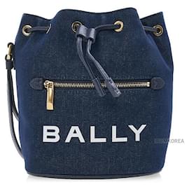 Mini borsa bucket in denim con stampa logo - Bally