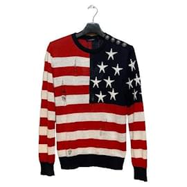 Rot-weiß gestrickter Pullover für Herren - Balmain