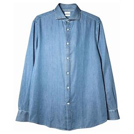 Camicia in denim blu Brunello Cucinelli